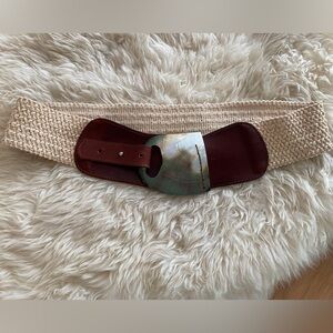 Anthropologie knit stretch belt with shell closure sz medium